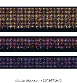 Pixel Art Design - nahtloser horizontaler bunter Mosaikrahmen. Vorlagensatz. Vektorclip-Kunst
