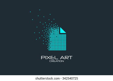 Pixel art design of the sheet of paper icon logo.