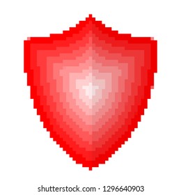 Pixel art design of a Shield icon. Vector illustration. Abstract Shield icon in pixel style isolated