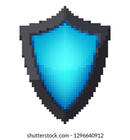 Pixel art design of a Shield icon. Vector illustration. Abstract Shield icon in pixel style isolated