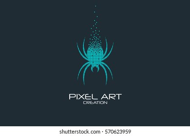 Pixel art design of the spider logo design.