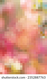 Pixel Art design - spring blurred background. Softly mosaic pattern. Vector clipart