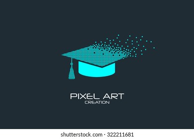 Pixel Art Design Of The Square Academic Cap Logo.
