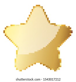 Pixel art design of Star. Vector illustration. Gold Star icon in pixel style isolated