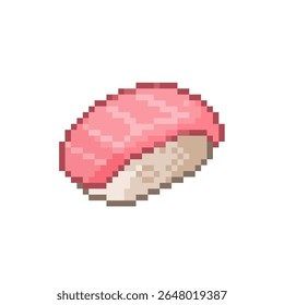 Pixel art design of a sushi salmon