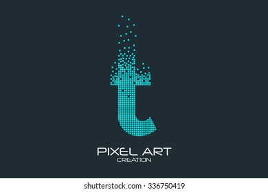 Pixel Art Design Of The T Letter Logo.