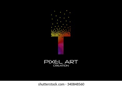 Pixel art design of the T letter logo.
