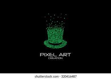 Pixel art design of the top hat logo.