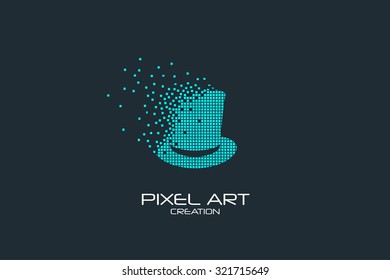 Pixel art design of the top hat logo.