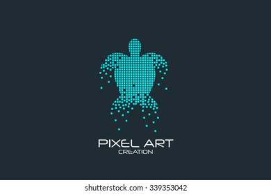 Pixel art design of the turtle logo.