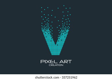 Pixel art design of the V letter logo.