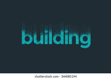 Pixel art design of the word building