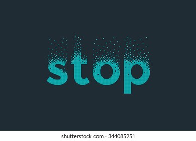 Pixel art design of the word stop