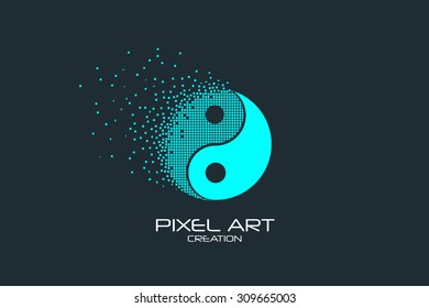 Pixel art design of the yin-yang logo.