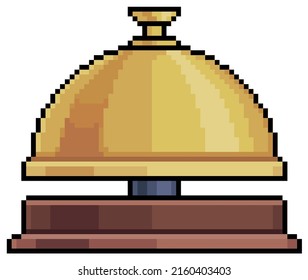 pixel art desk bell vector icon for 8bit game on white background


