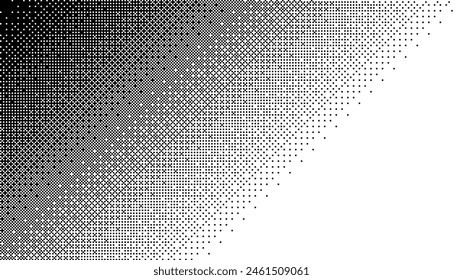 Pixel art diagonal gradient, dot scattering, 8 Bit retro video arcade game style background. Dither matrix. Vector screensaver