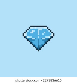 pixel art diamond icon with blue color ,good for your game asset and project.