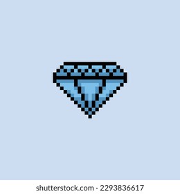 pixel art diamond icon with blue color ,good for your game asset and project.