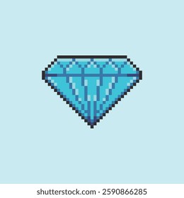 pixel art diamond icon with blue color ,good for your game asset and project.