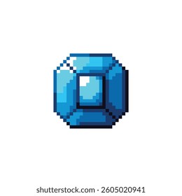 pixel art diamond icon with blue color ,good for your game asset and project.