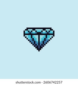 pixel art diamond icon with blue color ,good for your game asset and project.