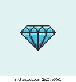 pixel art diamond icon with blue color ,good for your game asset and project.	