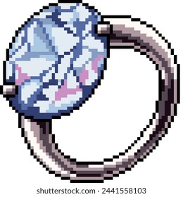 pixel art of diamond ring decoration isolated background