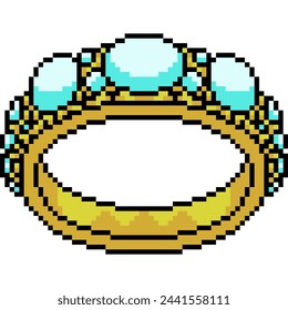 pixel art of diamond ring decoration isolated background