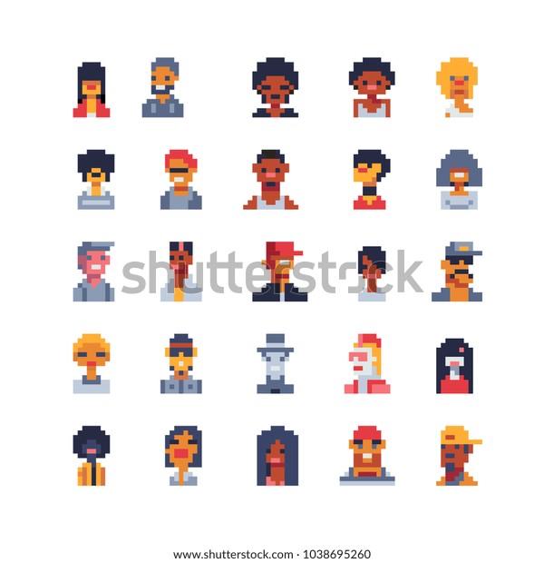 Pixel Art Different Avatar Profile Characters Stock Vector (Royalty ...