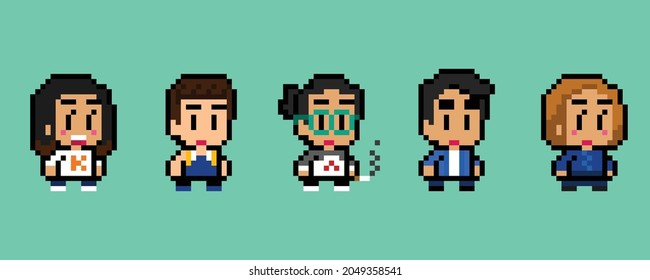 Pixel Art Different Characters Design