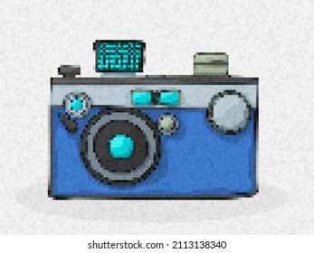 Pixel art digital camera vector icon