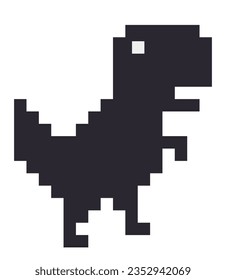 Pixel art dinosaur. Pixel art of a dinosaur icon, offline error for internet.