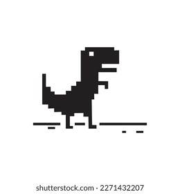 Pixel art of dinosaur icon vector describing offline error for internet symbol