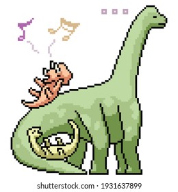 pixel art of dinosaur kid playing