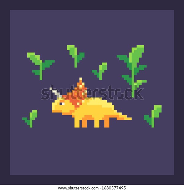 Pixel Art Dinosaur Nature Cute Pixelated Stock Vector (Royalty Free ...