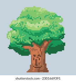 pixel art dinosaur t-rex tree illustration