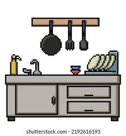 pixel art of dish washing table