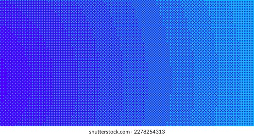 Pixel Art Dither Ocean Game Texture. Fondo de arte de píxeles de estilo de 8 bits con mapa de bits. Ilustración vectorial. Fondo de píxeles de gradiente radial azul del juego de consola retro vintage.