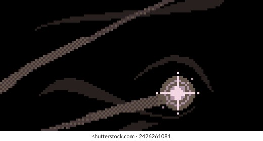 Pixel Art Dithered Gradient Curved lines of Comet Illustration