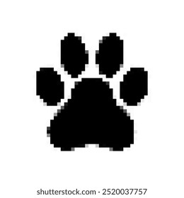 pixel art dog cat paw print icon vector