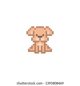 Pixel art dog character isolated on white background. Domesitc animal icon. Cute 8 bit logo. Retro vintage 80s; 90s 16 bit slot machine/video game graphics. Pet shop mascot. Chinese zodiac symbol.