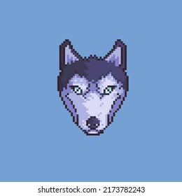 Pixel art dog face and head icon illustration