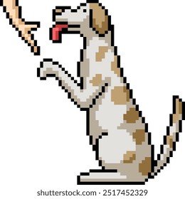 pixel art of dog friendly buddy isolated background