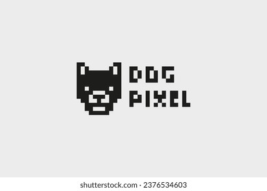 Pixel art Dog head logo design vector illustration