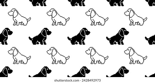 pixel art dog seamless pattern