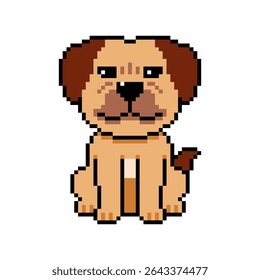 Pixel art a dog vector in retro style for design.