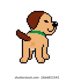 Pixel art a dog vector in retro style for design.