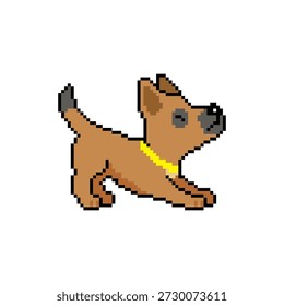 Vector de perro del arte del pixel en estilo retro para el diseño.