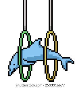 pixel art of dolphin cicus show isolated background