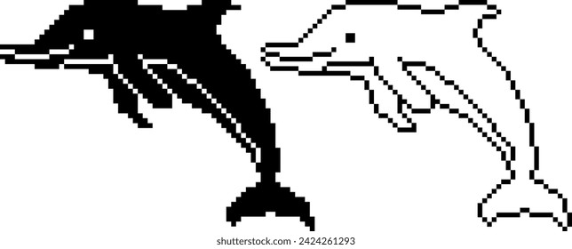 Pixel Art Delphin Flat Icon